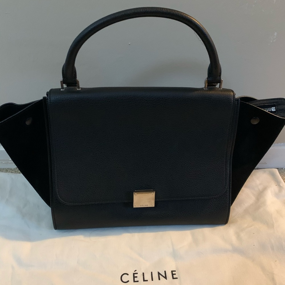 Celine Trapeze Medium Black Leather